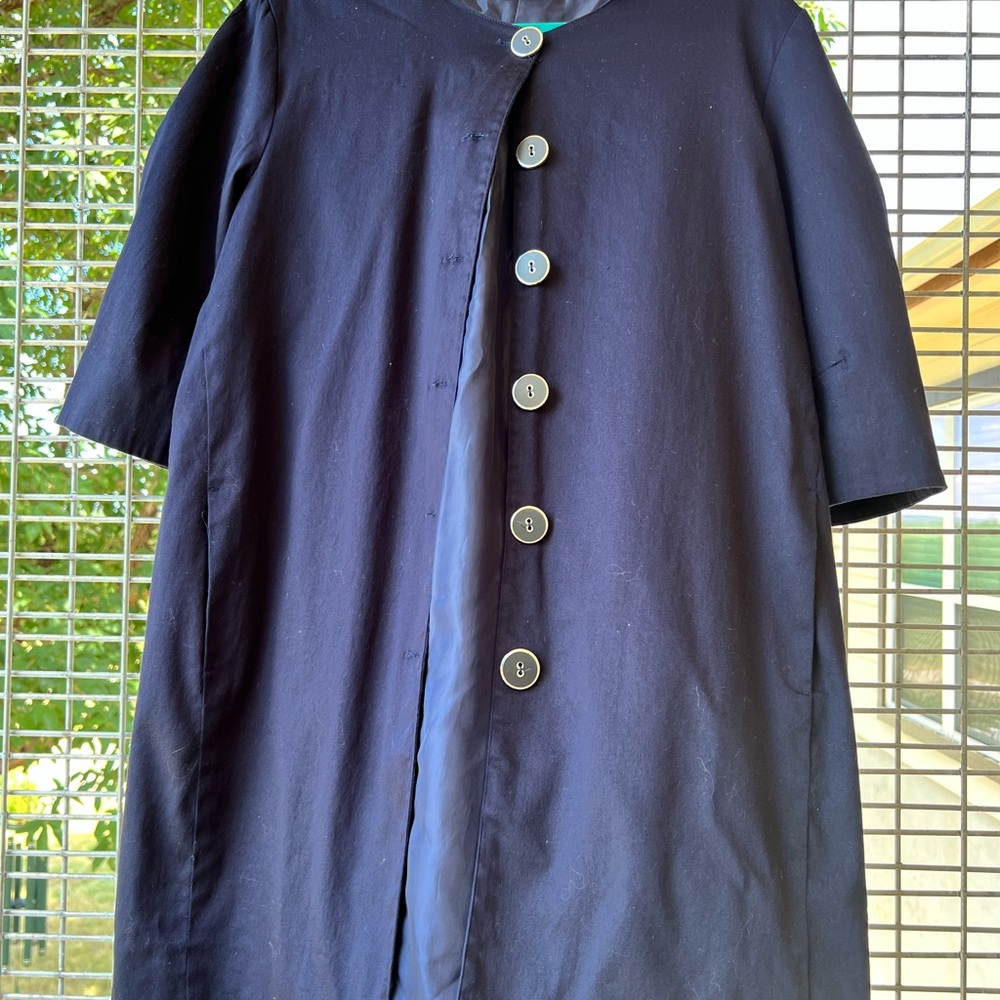 Navy Button-Up Crew Neck Oversized Jacket - Worn Once!